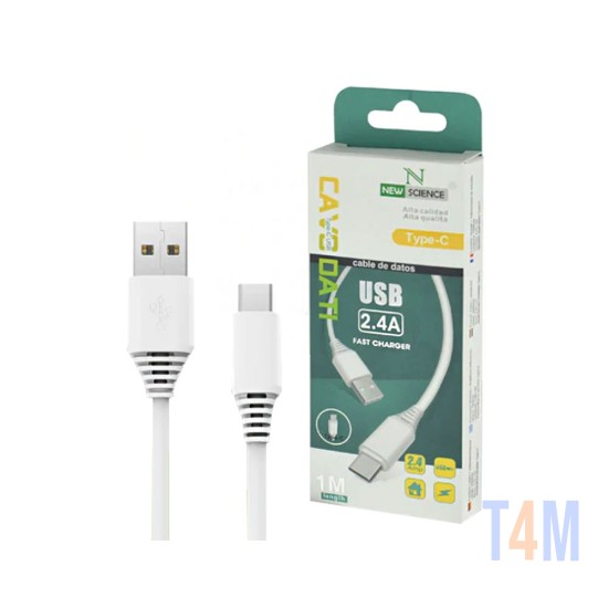 NEW SCIENCE DATA CABLE SE-01 (9833) TYPE-C 2.4A 1M WHITE 